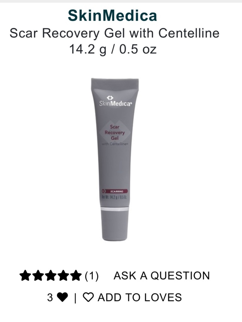 SkinMedica Scar Recovery Gel 0.5oz NIB